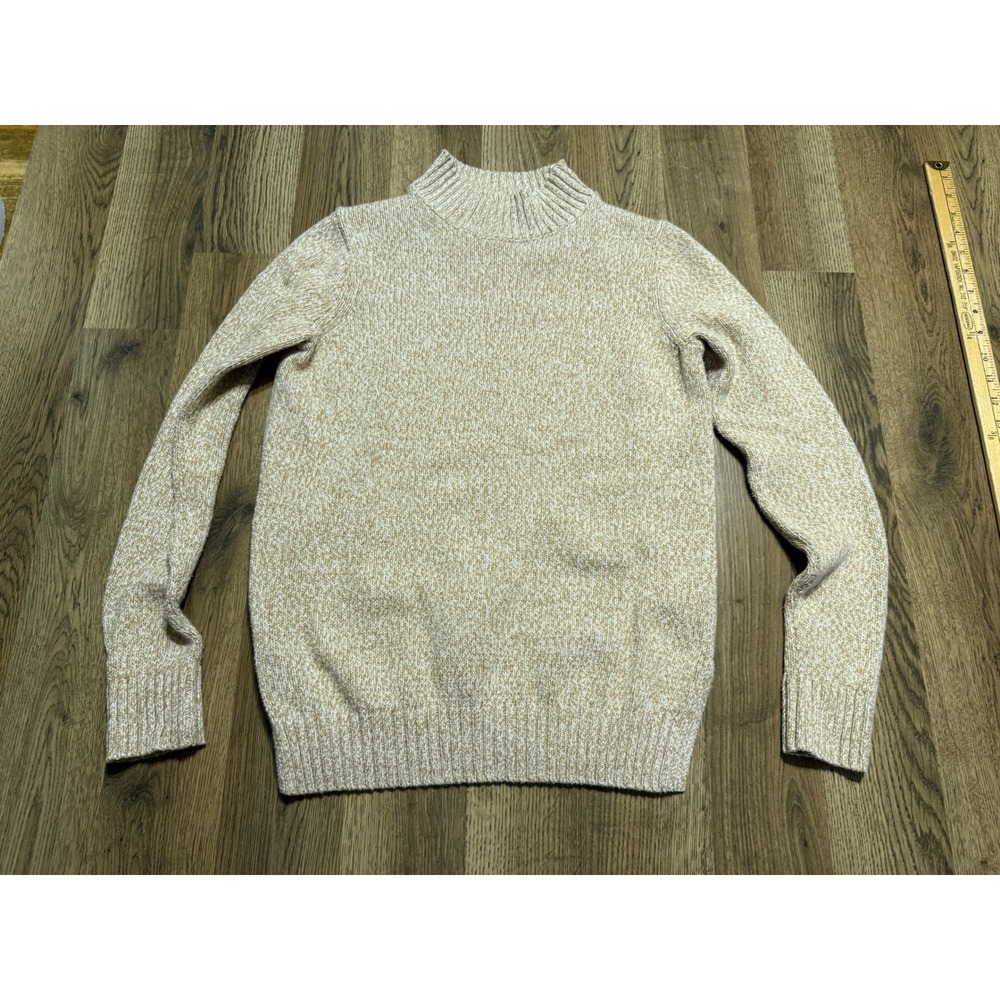 Old Navy Sweater Womens Size S Tan Pullover Mock Neck Marled Knit Cotton Blend